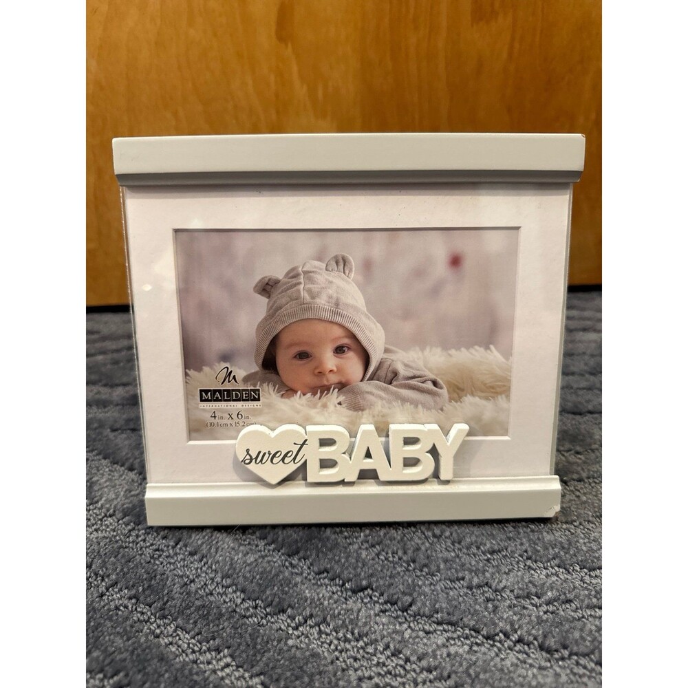 Sweet Baby White 4x6 Photo Frame Nursery Decor Neutral
